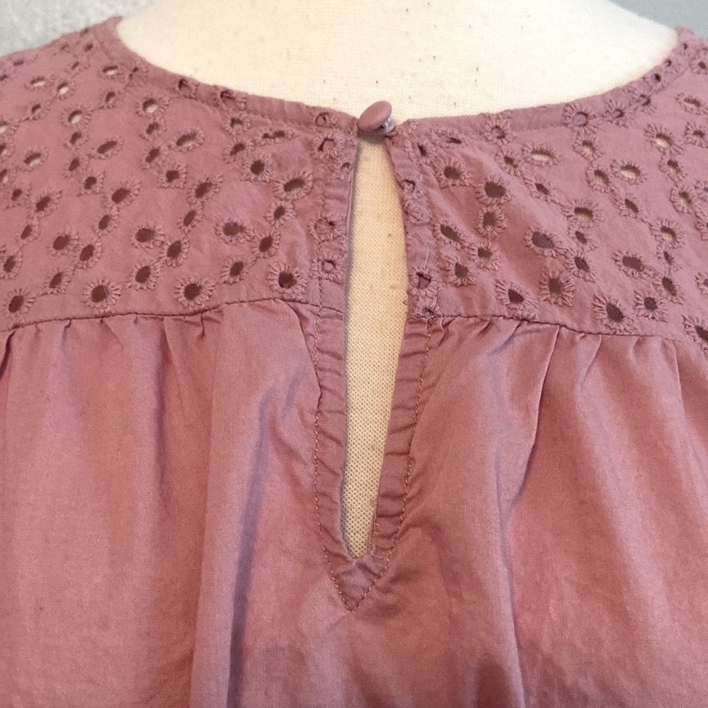 Peasant Romantic A New Day Short Sleeve Blouse Top Ruffle Sleeves Pink L - Picture 4 of 6